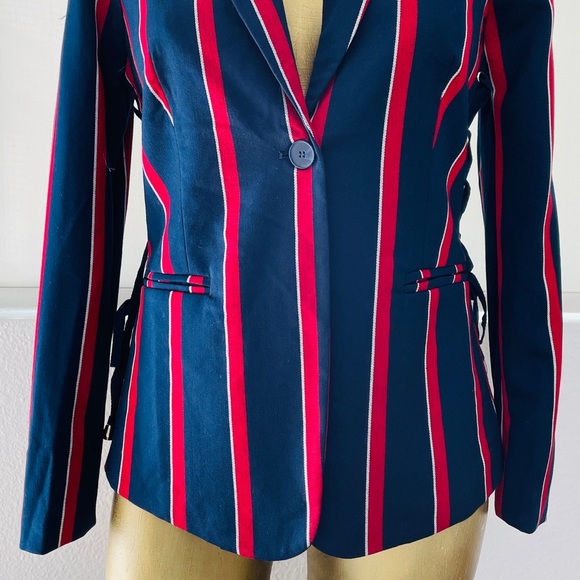 ROMEO & JULIET NWT $260 Lace-Up Striped Fitted BLAZER Small - Picture 8 of 14